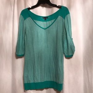 Mint & white striped 3/4 slv tee